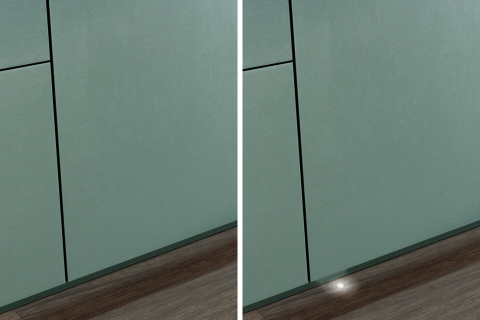 światło włączone i wyłączone pod zmywarką Samsung DW60CG880B00ET