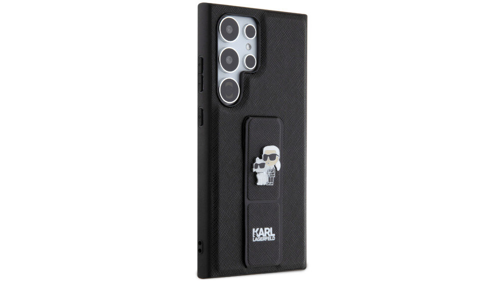 Etui KARL LAGERFELD Gripstand Saffiano Karl&Choupette Pins  - ekskluzywny wygląd