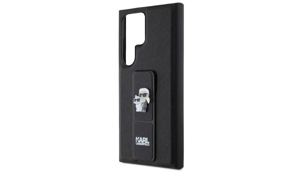 Etui KARL LAGERFELD Gripstand Saffiano Karl&Choupette Pins  - wykonanie