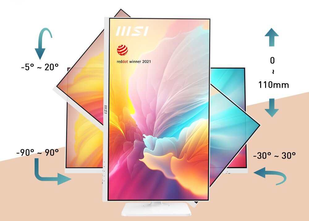 Monitor MSI Modern MD272QXPW 27 2560x1440px IPS 100Hz 1 ms [MPRT] regulacja konstrukcja ergonomia