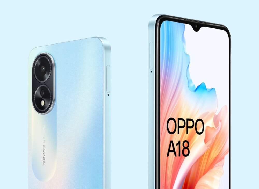 Smartfon OPPO A18 4/128GB 6.56 90Hz Niebieski wygląd design waga wymiary
