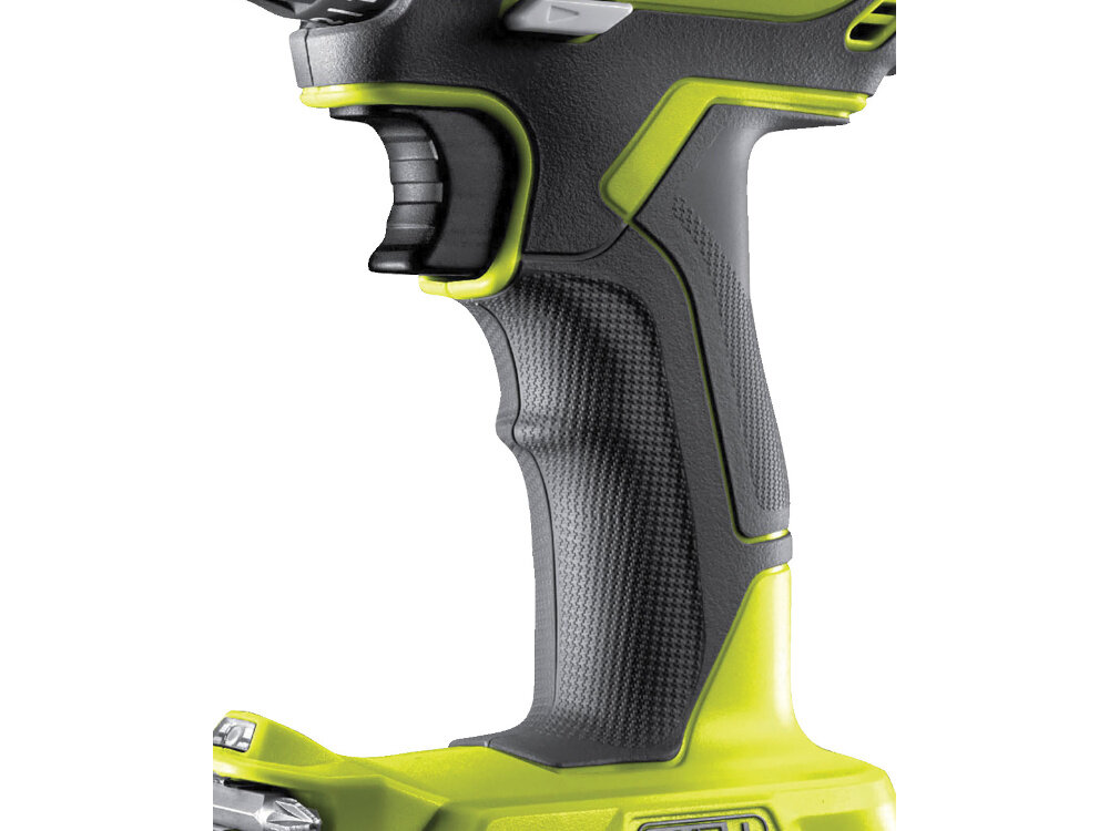 Wiertarko-wkrętarka RYOBI RDD18-220SA59L ergonomiczny uchwt powloka antyposlizgowa SoftGrip wygoda pewnosc pracy bardzo dobrze lezy w dloi kontrola bezpieczenstwo bezpieczna praca waga 1,44 z akumulatorem lekka latwa obsluga