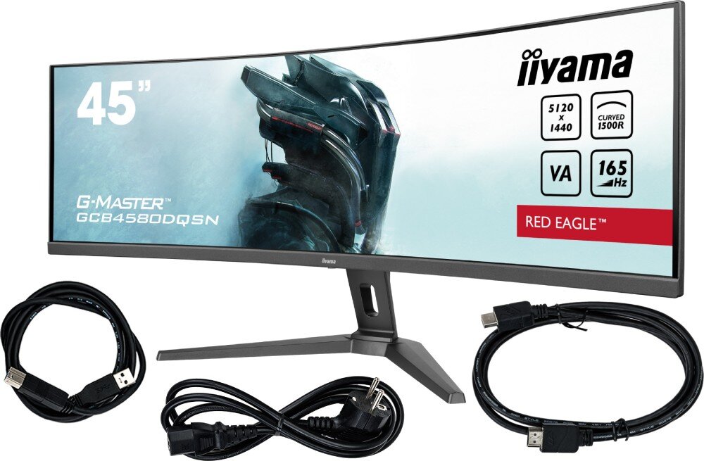 Monitor IIYAMA G-Master GCB4580DQSN-B1 44.5 5120x1440px 165Hz 0.8 ms [MPRT] Curved zestaw akcesoria
