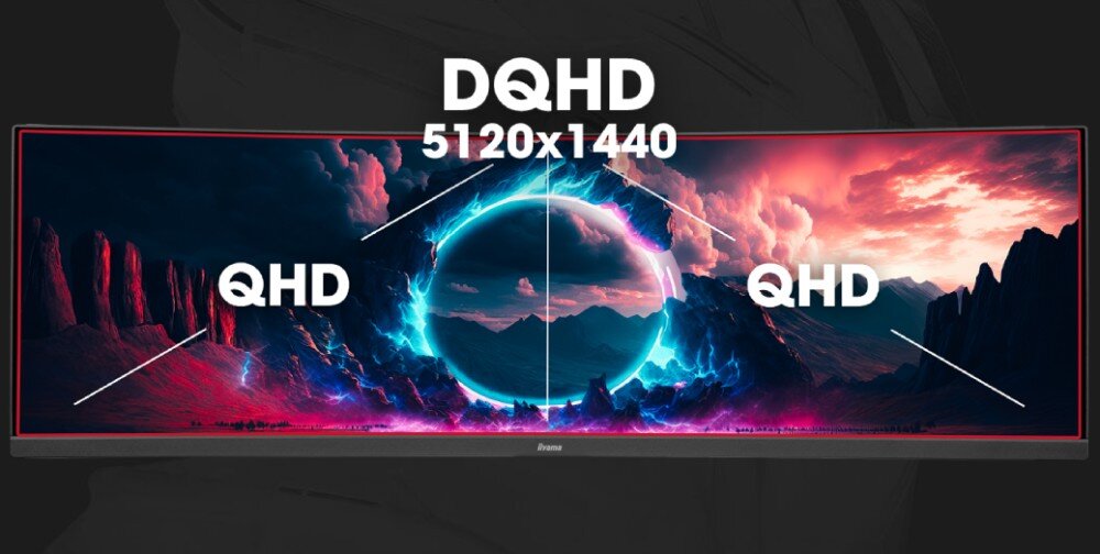 Monitor IIYAMA G-Master GCB4580DQSN-B1 44.5 5120x1440px 165Hz 0.8 ms [MPRT] Curved przekątna rozdzielczość zakrzywienie