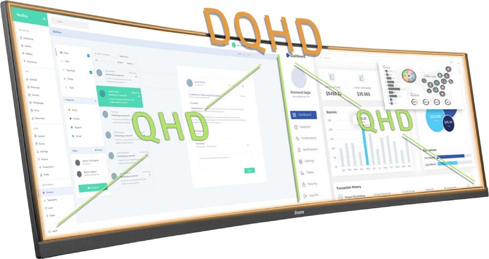 Monitor IIYAMA ProLite XCB4594DQSN-B1 44.5 5120x1440px 165Hz 0.8 ms [MPRT] Curved obraz wielkość rozdzielczość płynność