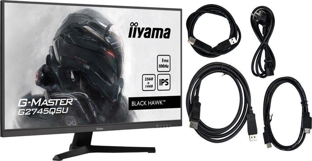 Monitor IIYAMA G-Master G2745QSU-B1 27 2560x1440px IPS 100Hz 1 ms [MPRT] zestaw akcesoria