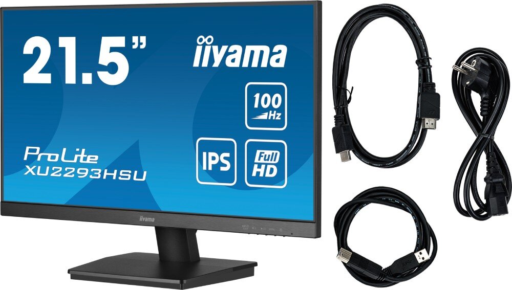 Monitor IIYAMA ProLite XU2293HSU-B6 21.5 1920x1080px IPS 100Hz 1 ms [MPRT] zestaw akcesoria