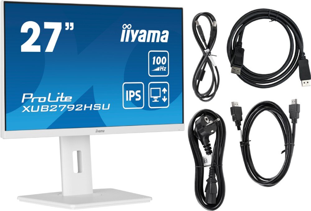 Monitor IIYAMA ProLite XUB2792HSU-W6 27 1920x1080px IPS 100Hz 0.4 ms [MPRT] zestaw akcesoria