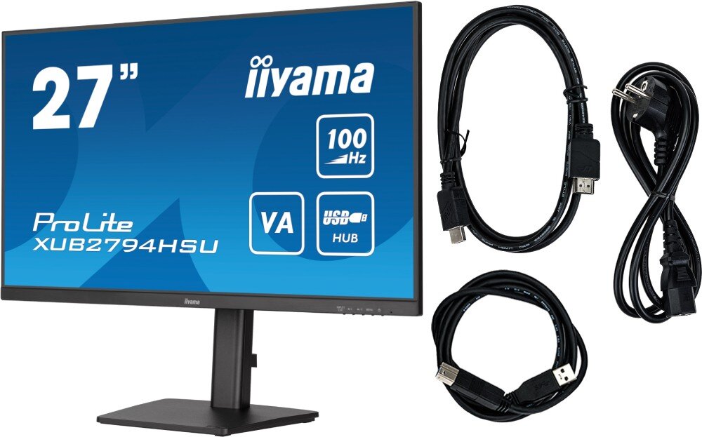 Monitor IIYAMA ProLite XUB2794HSU-B6 27 1920x1080px 100Hz 1 ms [MPRT] zestaw akcesoria