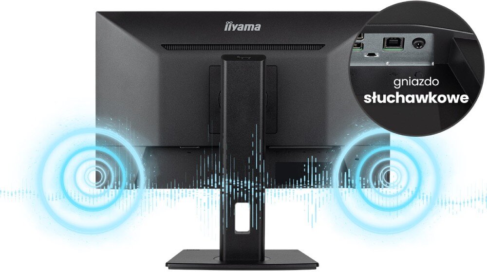 Monitor IIYAMA ProLite XUB2293HSU-B6 21.5 1920x1080px IPS 100Hz 1 ms [MPRT] głośniki dźwięk audio słuchawki