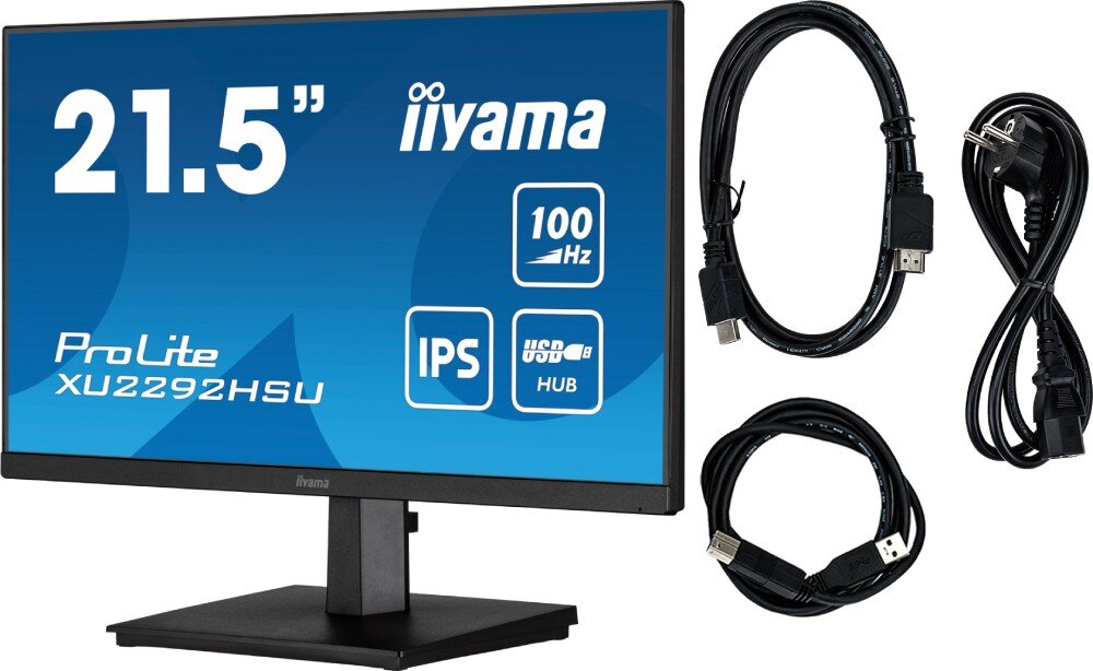 Monitor IIYAMA ProLite XU2292HSU-B6 21.5 1920x1080px IPS 100Hz 0.4 ms [MPRT] zestaw akcesoria