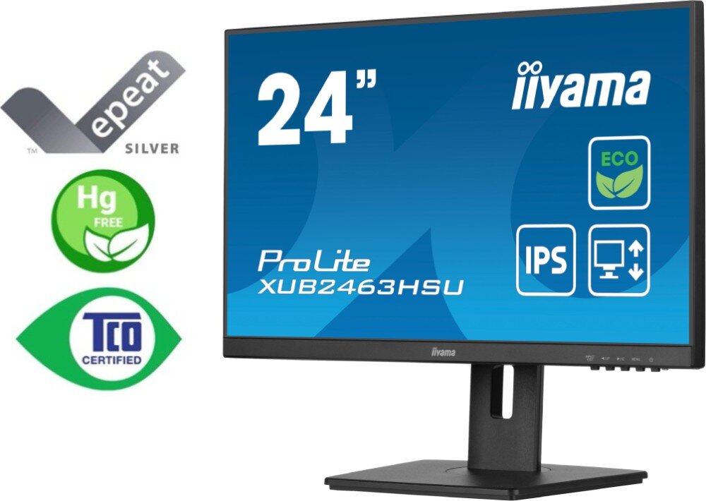 Monitor IIYAMA ProLite XUB2463HSU-B1 23.8 1920x1080px IPS 100Hz 3 ms [GTG] ekologia recykling plastik