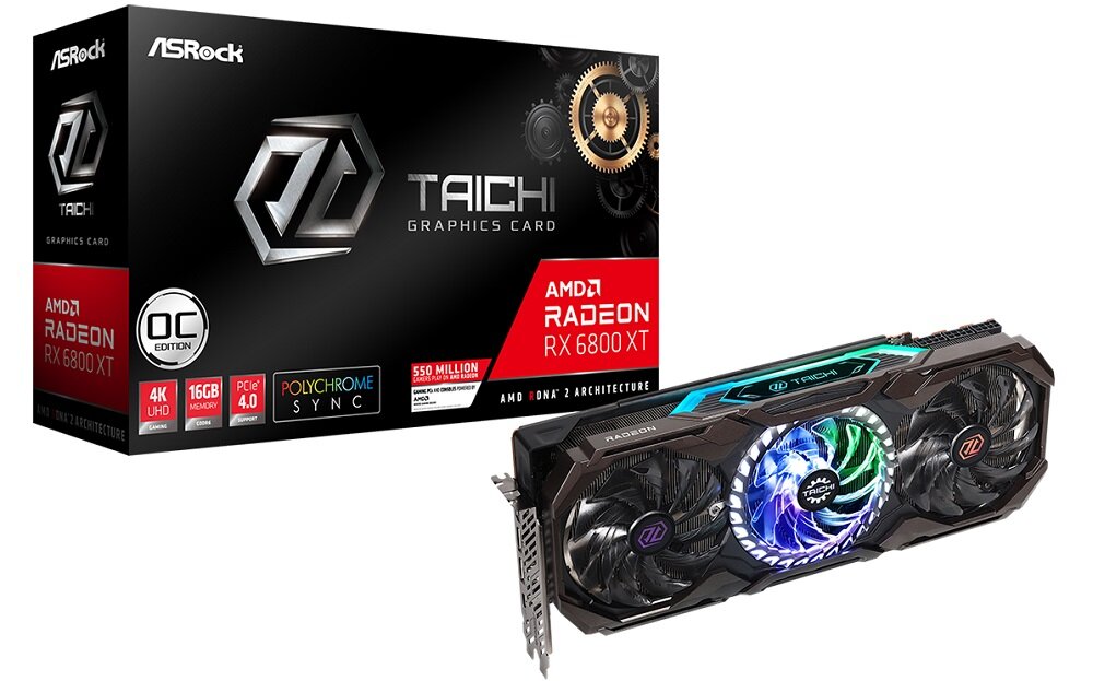Karta graficzna ASROCK Radeon 6800 XT Taichi X OC 16GB - wygląd ogólny opakowanie wysoka jakość nowoczesne technologie