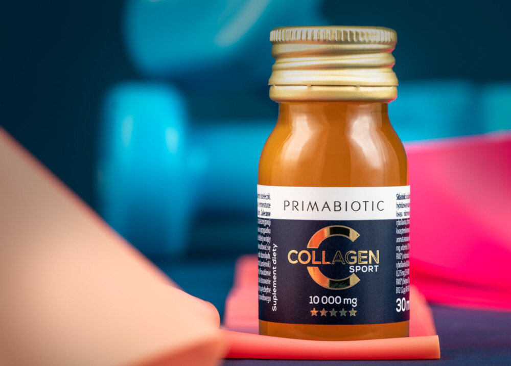 Kolagen PRIMABIOTIC Collagen Sport Collagen Sport Ananasowy 30 x 30 ml dla sportowcow wzbogacony o kwas ostrokrzemowy najlepiej przyswajalna forma krzemu dba o sprawnosc stawow wzmacnia kosci i miesnie wspomaga regeneracje ciala po treningu w 30-mililitrowej butelce 45 kcal 10000 mg kolagenu