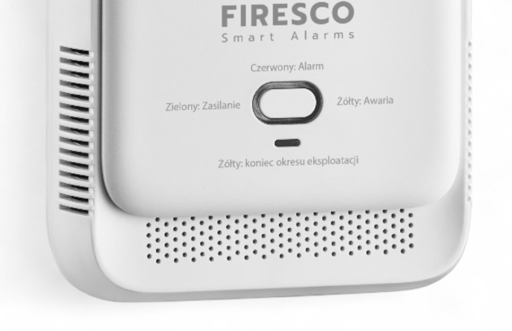 FIRESCO JY-ZL2010W Łatwa instalacja Przycisk Test poprawności działania urządzenia i alarmów monitoruje swój stan techniczny żółtą diodą LED