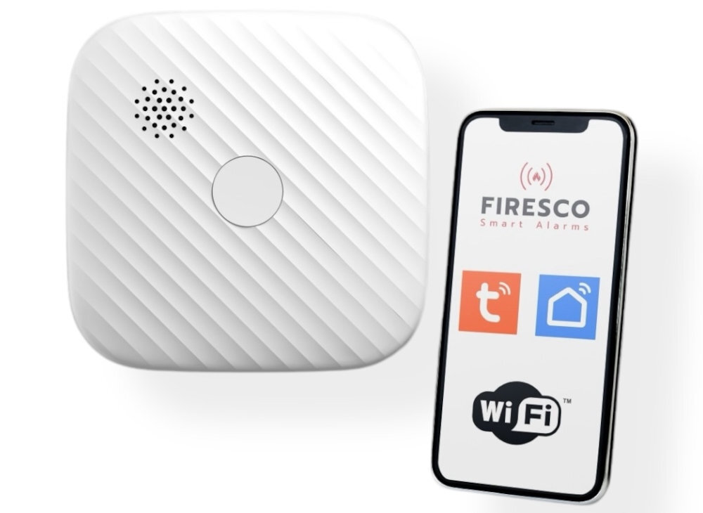 FIRESCO ZR153SW-CB WiFi Tuya lub Smart Life powiadomień o alarmie w czasie rzeczywistym