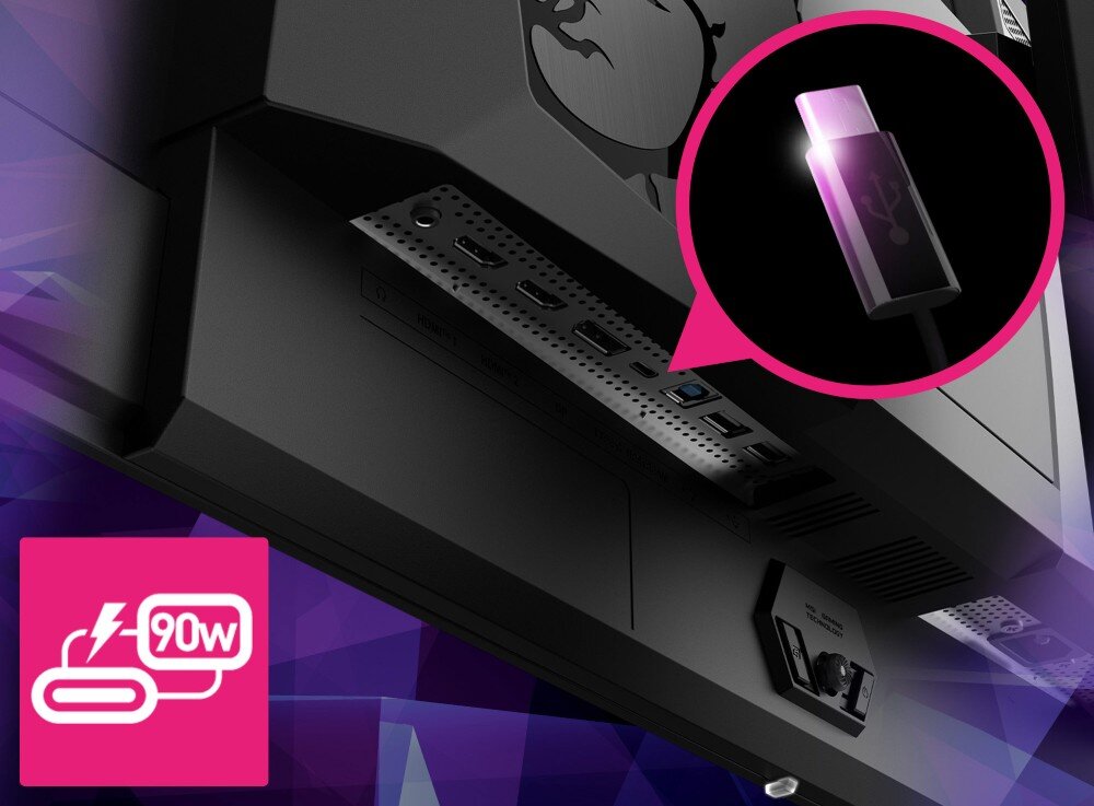 Monitor MSI MPG 321URX QD-OLED 31.5 3840x2160px 240Hz 0.03 ms [GTG] porty złączy podłączenie przełącznik KVM