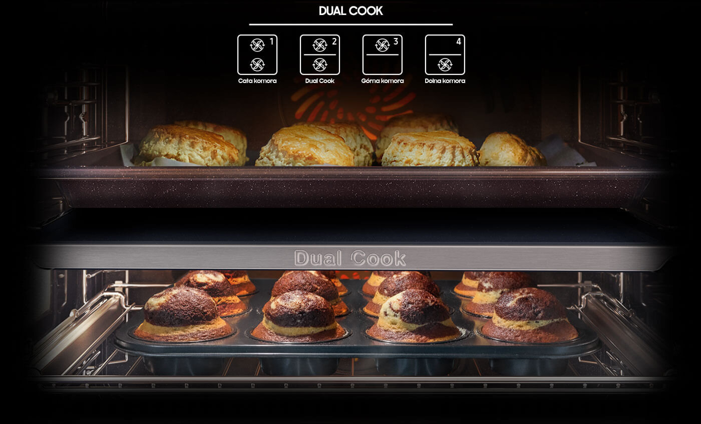 Piekarnik NV7B57508AB Samsung: Media Expert - fotografia - Dual Cook Piekarnik parowy NV7B57508AB Samsung: Media Expert - fotografia - Dual Cook