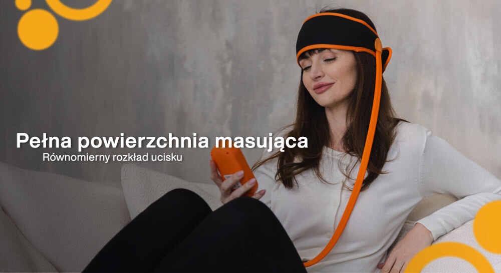 Masażer MEDIVON HeadHug do relaksu łagodzenie napięć regulowana konstrukcja optymalne dopasowanie do każdej głowy równomierny nacisk komfort różne tryby masażu funkcja termoterapii w domu w pracy podczas podróży relaks regeneracja