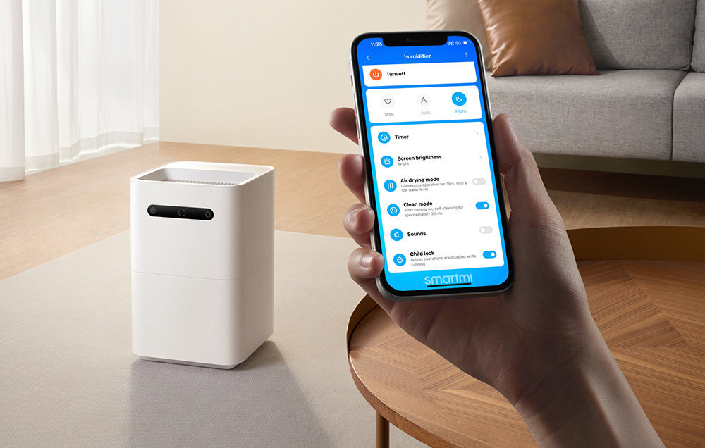 SMARTMI Зволожувач повітря 3 HU518001EU випарний зволожувач повітря зручне керування додаток Mi Home таймер блокування налаштування голосові команди Google Assistant Amazon Alexa Yandex Alice