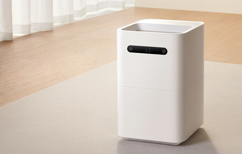 Випарний зволожувач повітря SMARTMI Humidifier 3 HU518001EU Мінімалістичний дизайн, зовнішній вигляд, деталі презентації, краї, форма