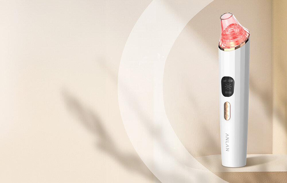 Odkurzacz do wągrów i zaskórników ANLAN 01-AHTY22-02A dwa tryby czerwony niebieski stymulacja krążenia krwi poprawa elastyczności skóry redukcja trądziku zaskórników tryby ssania 