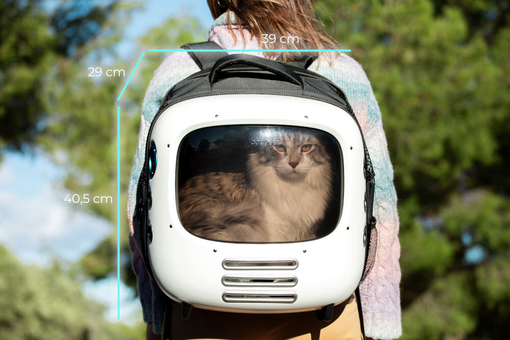 Transporter dla psa i kota CECOTEC Pumba 1800 Travel Fan 09564 transporter z kotem w środku wymiary waga maksymalna przyciemniane okno