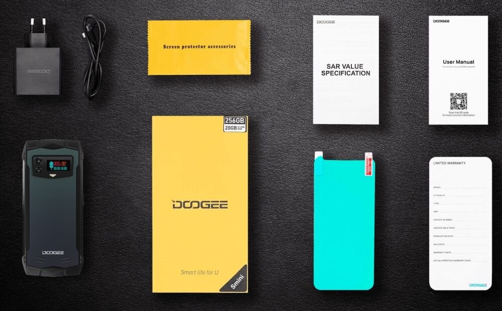 Smartfon DOOGEE Smini ekran bateria aparat procesor ram pamięć pojemność rozdzielczość zdjęcia filmy opis dane cechy blokady system łączność wifi bluetooth obudowa szkło odporność porty muzyka transfer sieć przekątna matryca waga czujniki oled amoled ips