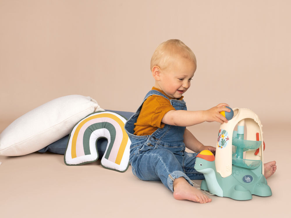 Zabawka edukacyjna SMOBY Little Żółw do ciągnięcia ze zjeżdżalnią dla piłeczek 7600140310 interaktywna zabawka stworzona z myślą o najmłodszych dzieciach przeznaczona powyżej 12. miesiąca życia przyjaznemy kształt żółwia kolorowe piłeczki