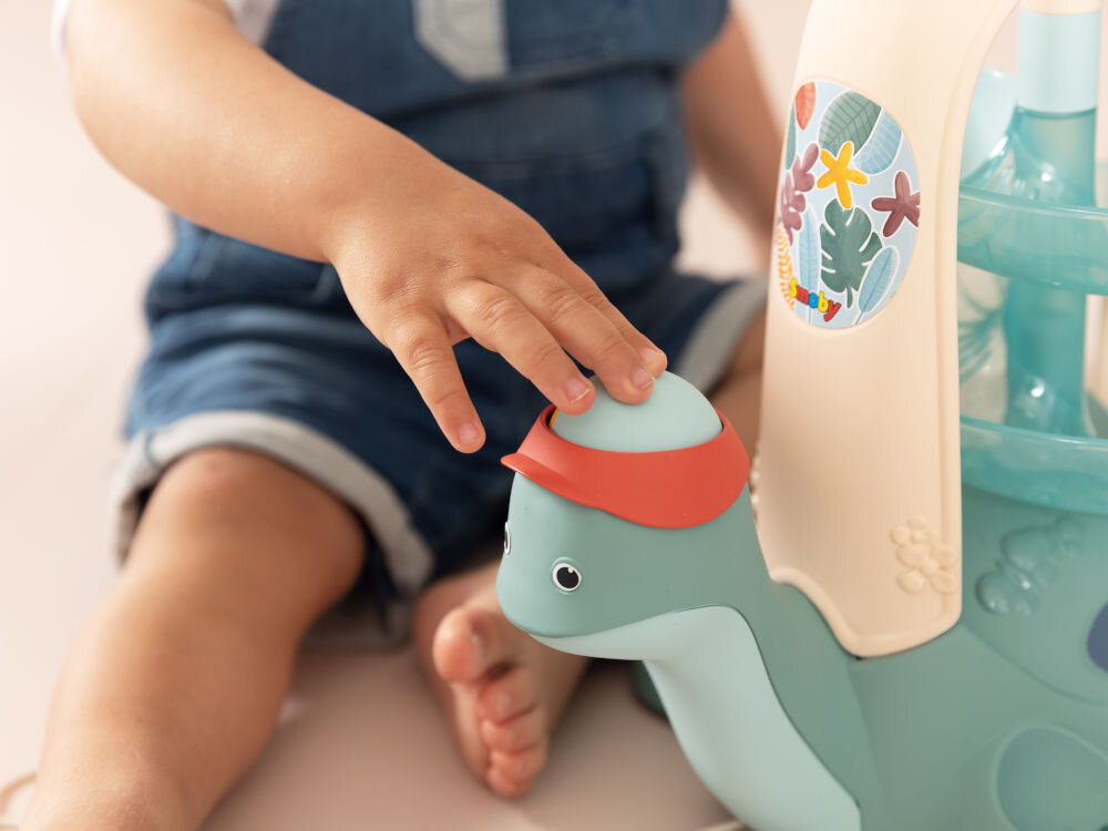 Zabawka edukacyjna SMOBY Little Żółw do ciągnięcia ze zjeżdżalnią dla piłeczek 7600140310 otwory o różnych kształtach edukacyjna zabawa