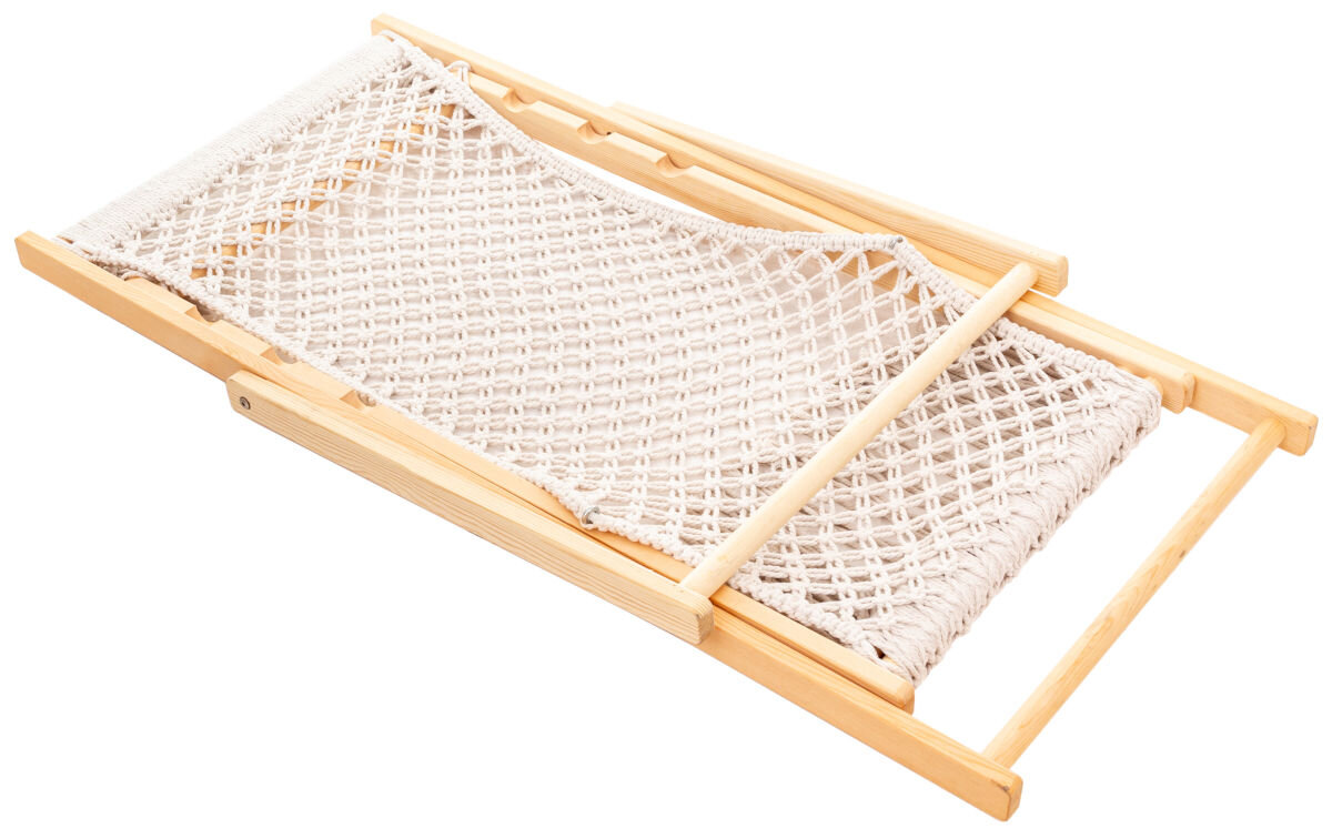 Leżak ogrodowy MIRPOL Hili FH630, transport, składanie, przestrzeń, miejsce, na białym tle złożony leżak w formie do transportu