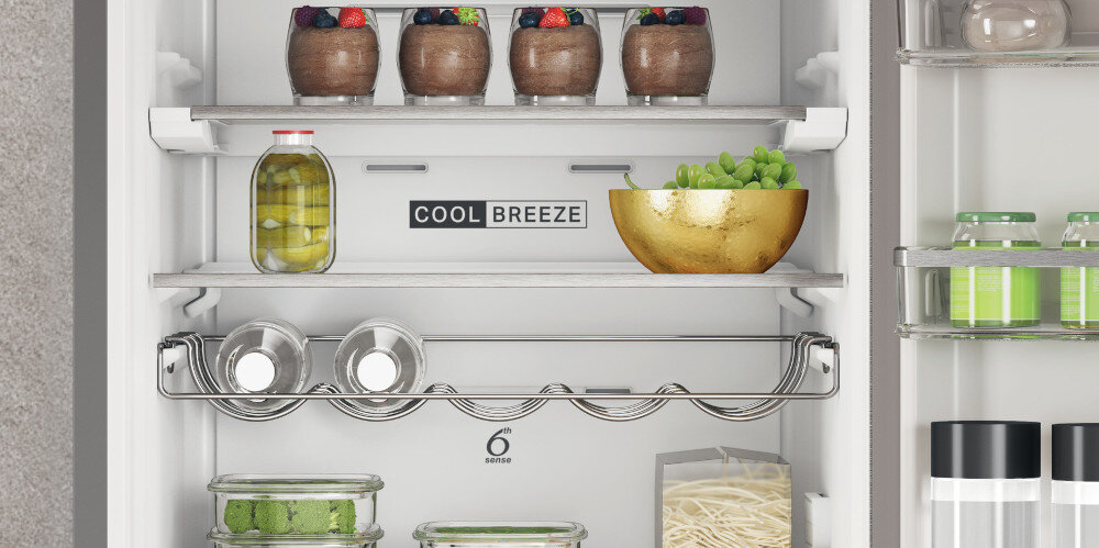 LODÓWKA WHIRLPOOL W7X 83T MX Półka na butelki chromowana przestrzeń wygoda bezpieczne stabilne