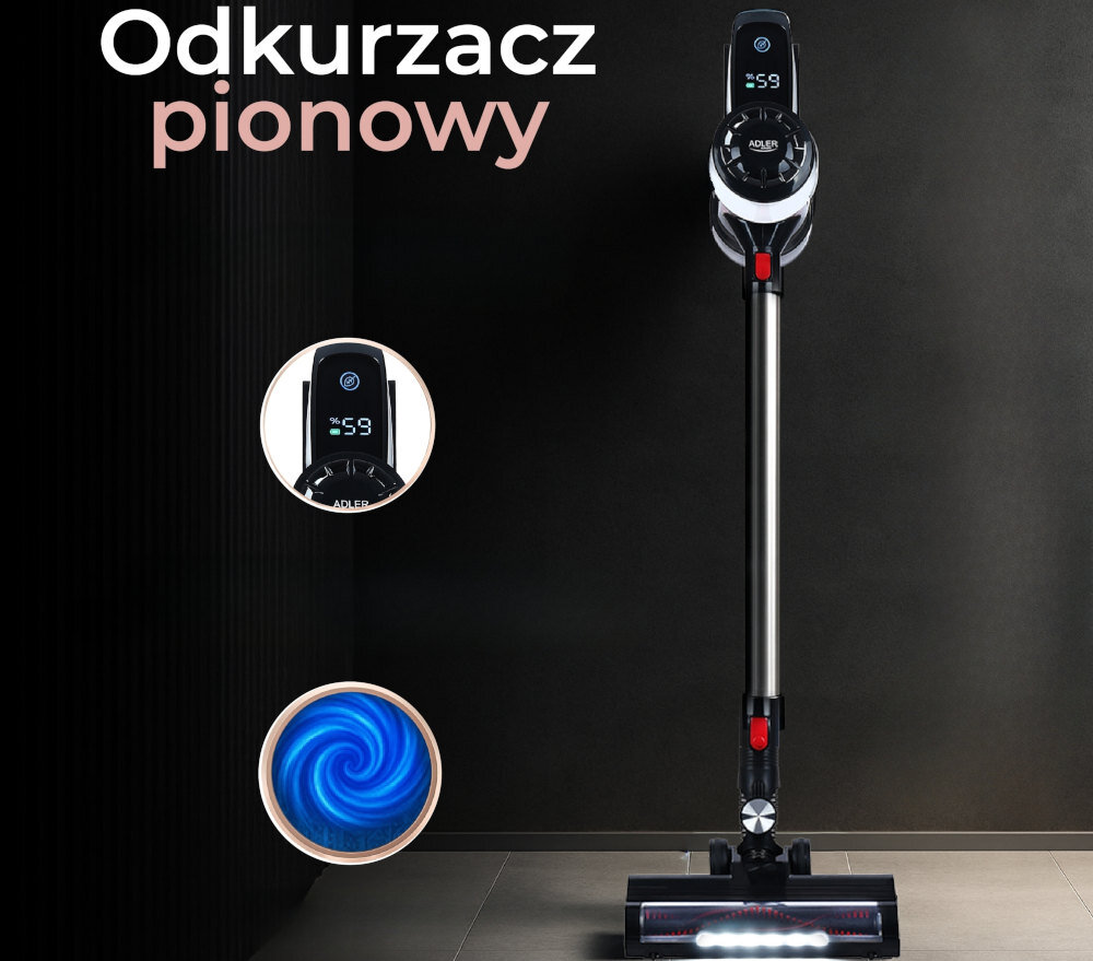 Odkurzacz ADLER AD 7048 wygląd design prezentacja wizualizacja tło Wygodne sprzątanie każdego dnia