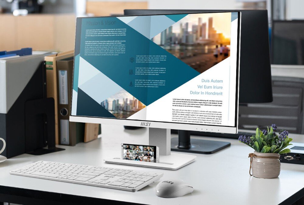 Monitor MSI Pro MP243XW 23.8 IPS 1920x1080px 100Hz 4ms [GTG] konstrukcja podstawa nachylenie gniazdo podstawka