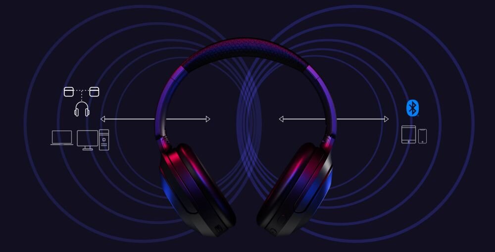 Słuchawki bezprzewodowe Creative Zen Hybrid Pro rgb trwałość akumulator podświetlenie