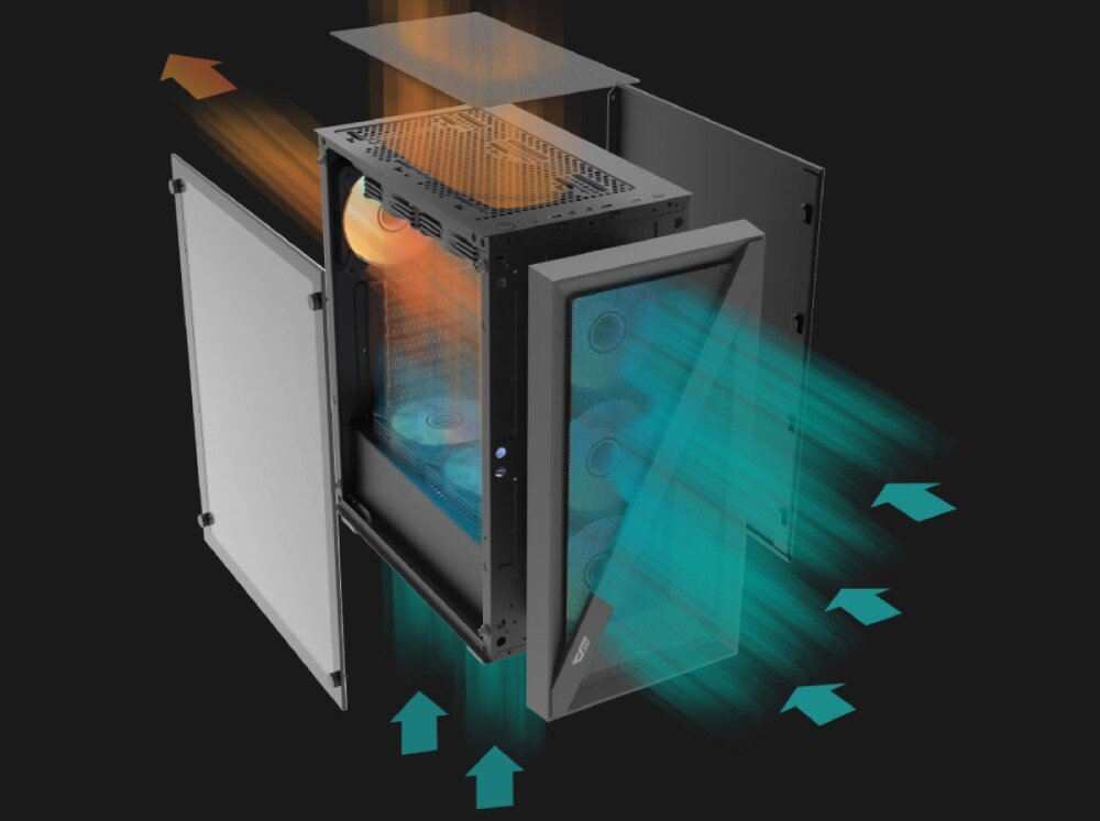 Obudowa DARKFLASH DK260 Air Mesh Czarny chłodzenie wentylacja wentylatory chłodnica