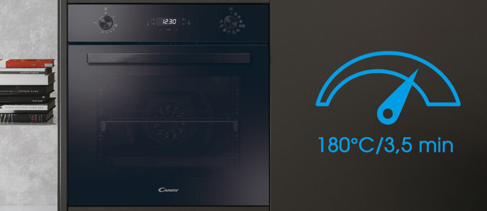 PIEKARNIK CANDY FMBC A825S E0 BLACK COLLECTION szybkie nagrzewanie 180 stopni 3,5 minuty krótki czas nagrzewania
