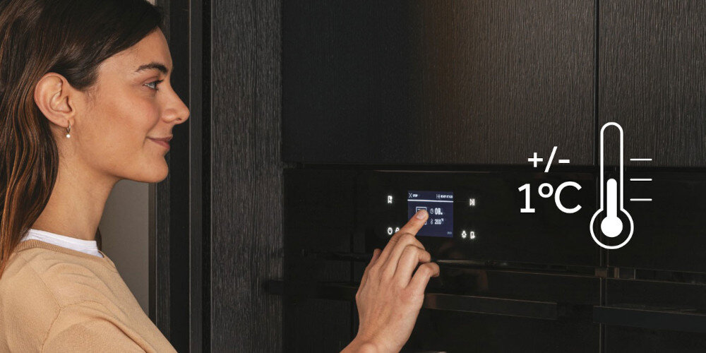PIEKARNIK HAIER H6 ID68C5YTB SERIA 4 panel wyświetlacz regulacja ikona termometr temperatura Stały poziom temperatury dokładność do 1 stopnia pełna kontrola precyzja bez wahań