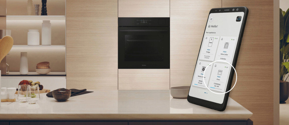 PIEKARNIK HAIER H6 ID48C5SYTB SERIA 6 Zdalne sterowanie aplikacja hOn smartfon tablet zarządzanie kontrola uruchomienie