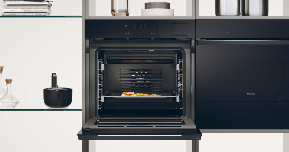 PIEKARNIK HAIER H6 ID68C5SYTB SERIA 6 zdalne sterowanie zaawansowane rozwiązania technologie 78 litrów pojemności NoPreheat pyroliza hydroliza