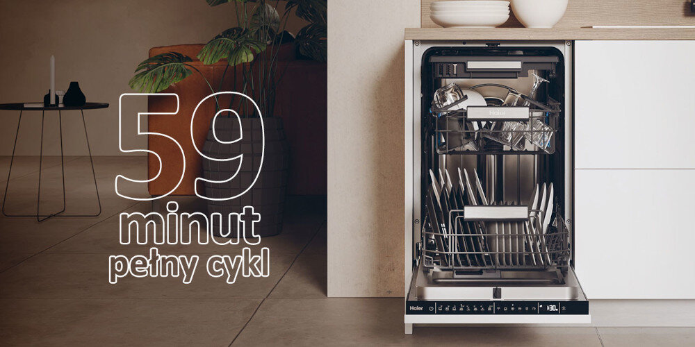 ZMYWARKA HAIER SXI1C3BF2BT-01 czyste suche program godzina 59 minut szybkie mycie skrócony czas