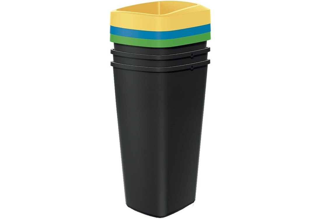 Kosza na śmieci KEDEN SORTIBOX COMPACTA Q NSBO25S3 3 x 25L Wielokolorowy design prezentacja wizualizacja wygląd Wygodna segregacja odpadów