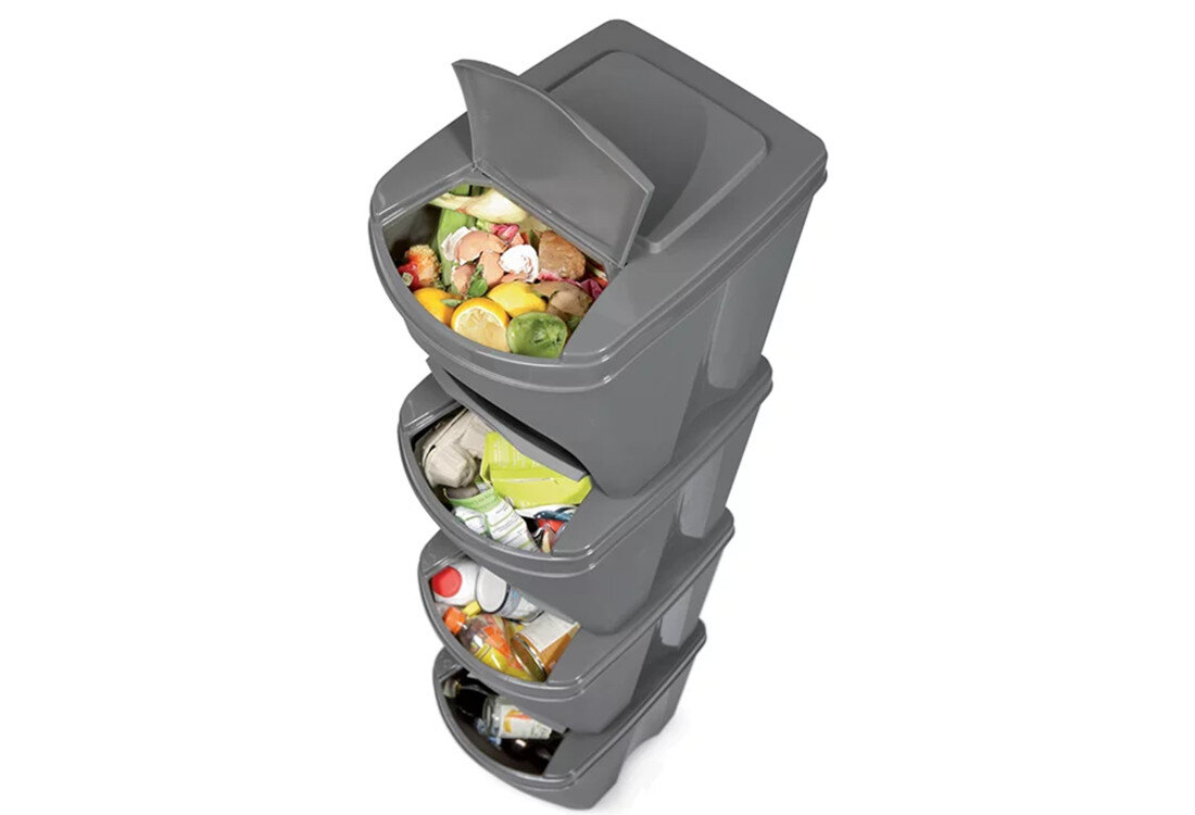 Kosza na śmieci PROSPERPLAST Sortibox IKWB25S4 (4x25l) Popielaty Porządek bez wysiłku czterech pojemników pojemność Przemyślana konstrukcja Sortibox wymiary w pionie lub w szeregu