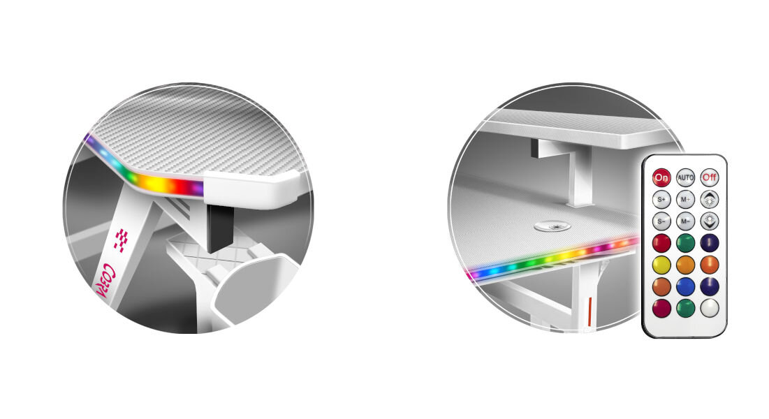 Biurko COBRA CRF4011RGB Biały podświetlenie RGB sterowanie za pomocą pilota