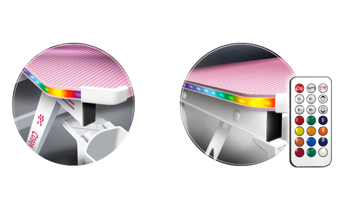 Biurko COBRA CRF4575RGB Różowy podświetlenie RGB sterowanie za pomocą pilota
