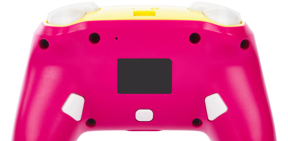 Kontroler POWERA NSGP0262-01 Enhanced Pikachu Vibrant prezentacja pada od tyłu na białym tle dwa programowalne przyciski Advanced Gaming Buttons przypisanie w trakcie rozgrywki komfort i personalizacja rozgrywki