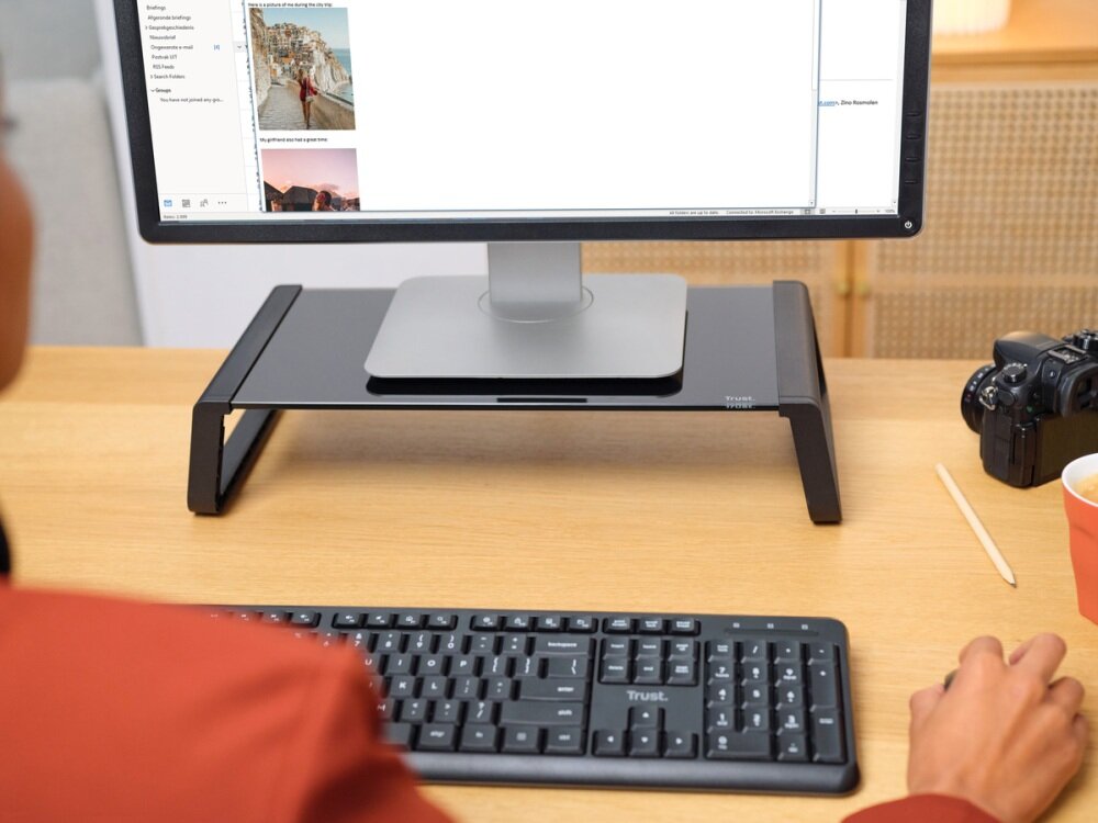 Podstawka pod monitor TRUST Monta szklana płyta urzadzenie styl elegancja podstawa 