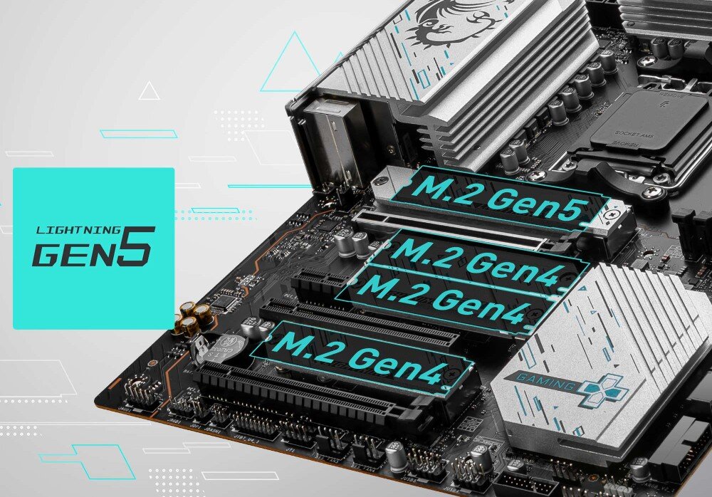 Płyta główna MSI X670E Gaming Plus WiFi PCIe przepustowość złącza M.2 Shield Frozr