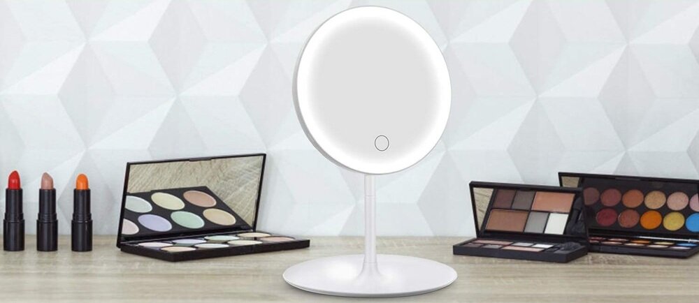 Lusterko kosmetyczne EXTRALINK MakeUp Mirror podstawka z miejscem na kosmetyki, wszystko pod ręką, krószy czas przygotowań