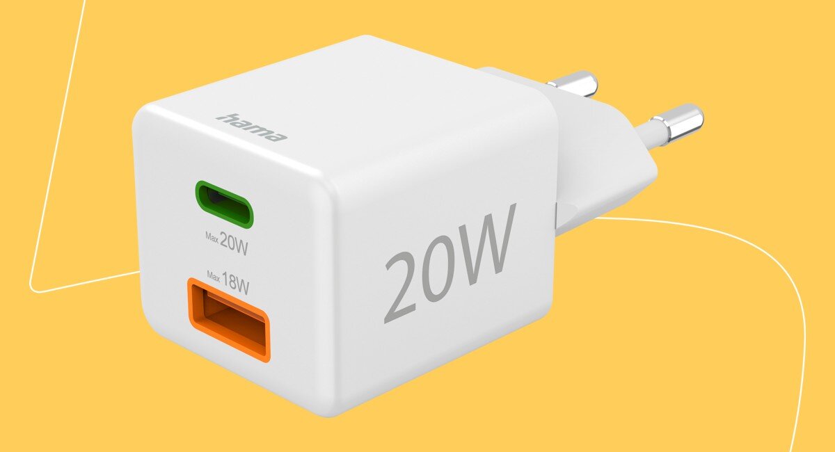 Mała, ale potężna ładowarka telefonu, minimalistyczny rozmiar, ergonomiczny kształt nie zasłaniający gniazd ładowarka sieciowa Hama Mini